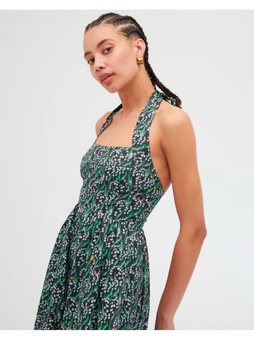 Hill House Home Fleur Midi Dress in the Lily of the Valley Black pattern - Picture 13 of 16